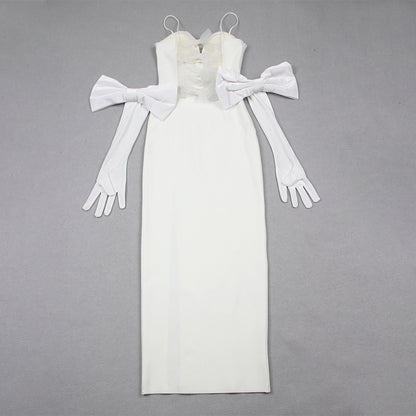 Strappy Sleeveless Drill Chain Maxi Bandage Dress HL9563