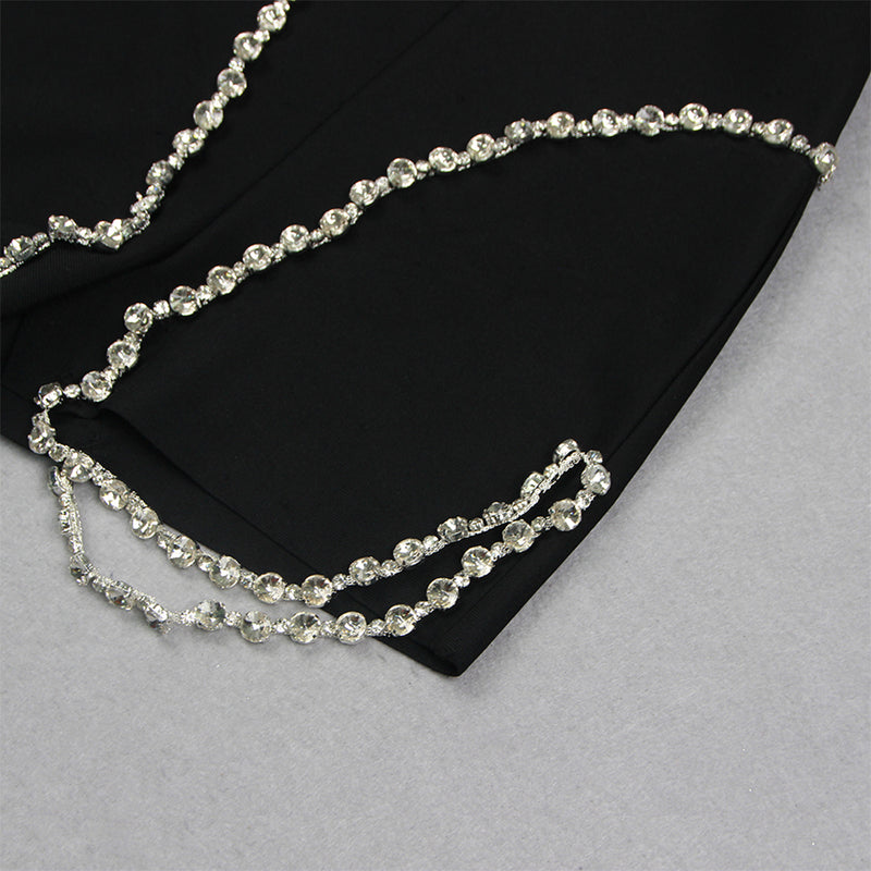 High Neck Long Sleeve Drill Chain Bandage Jumpsuit HL9613