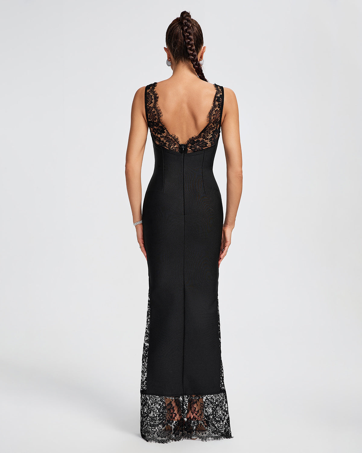 Lace V-neck Bandage Maxi Dress