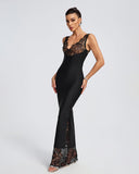 Lace V-neck Bandage Maxi Dress