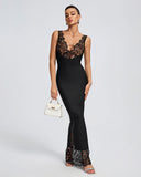 Lace V-neck Bandage Maxi Dress