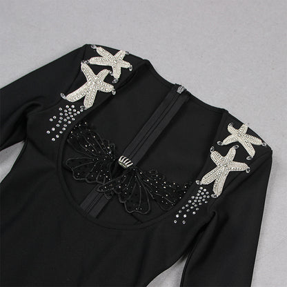 Long Sleeve Cut Out Mini Bandage Dress HL9671