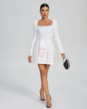 Kimberly Rhinestone White Bandage A-Line Dress