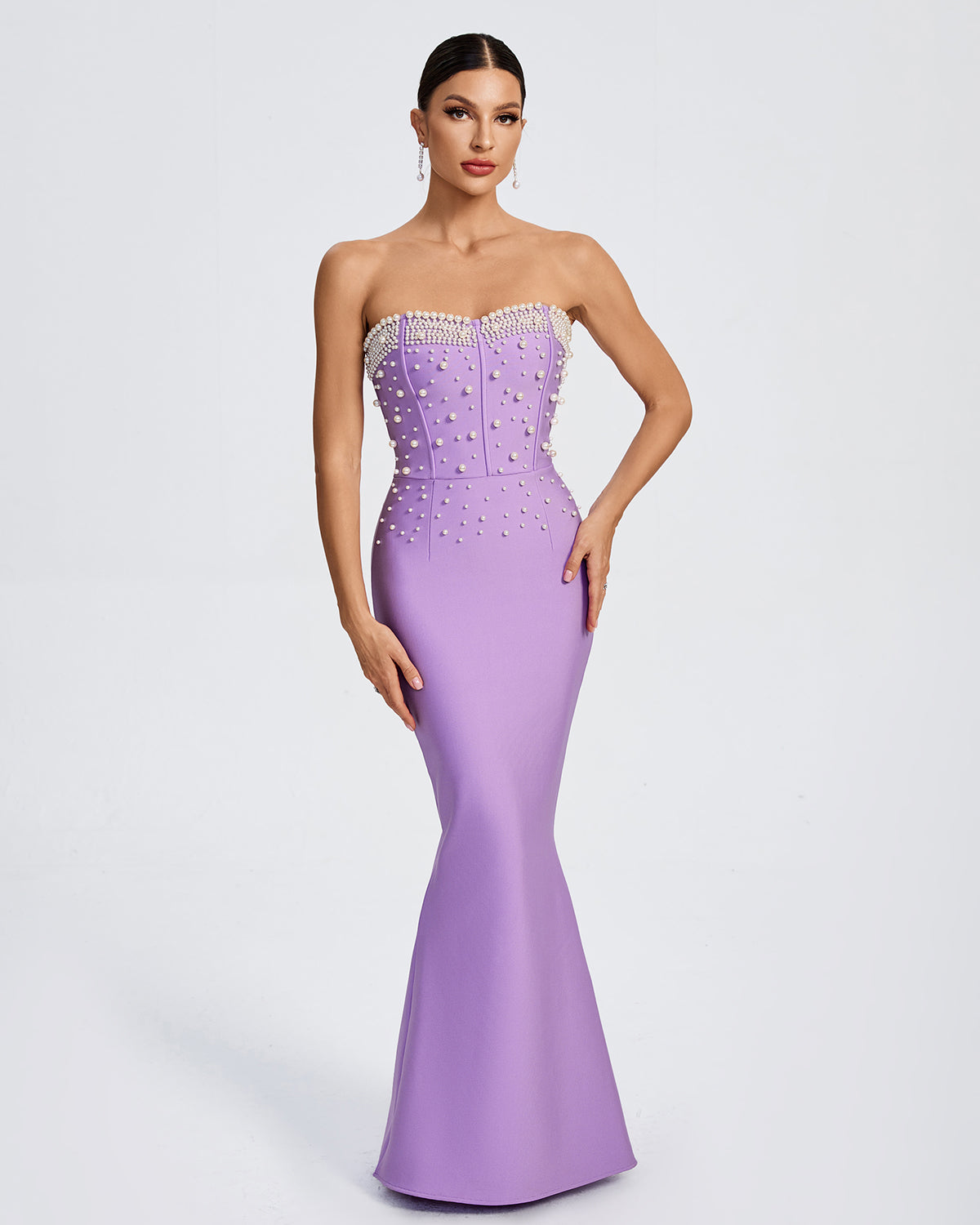 Pearl Detail Maxi Mermaid Bandage Dress