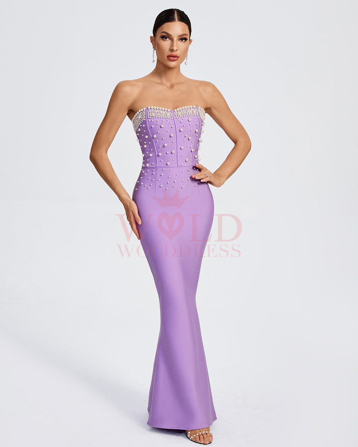 Pearl Detail Maxi Mermaid Bandage Dress