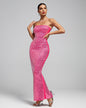 Strapless Sparkly Open Back Bandage Maxi Dress