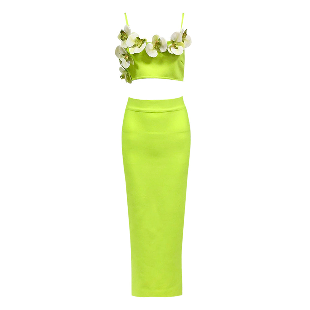 Green Flotal Strappy Bandage Set