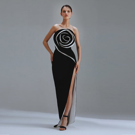 Black Mermaid Bandage Dress Big Rose
