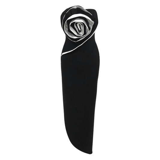 Black Mermaid Bandage Dress Big Rose