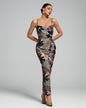 Dahlia Floral-Embellished Sequins Strap Dress