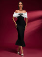 Off Shoulder Bow Fishtail Bandage Dress
