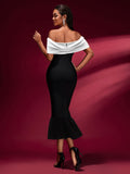 Off Shoulder Bow Fishtail Bandage Dress