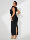 3D Flowers Deep V Bandage Dress