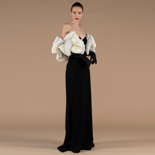 Off Shoulder Oversized Ruffle Floor-Length Dress