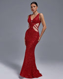 V Neck Sequins Mermaid Dress