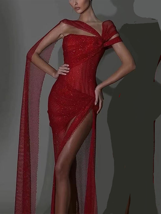 Multi-Layor Red Mesh Dress