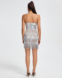 Sweetheart Corset Diamond Tassels Mini Dress