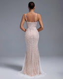 Pearls Gauze Fishbone Bustier Maxi Dress
