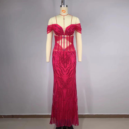 Rose Red Bodycon Dress HT998