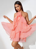 Sweet Layered Mini Backless Dress
