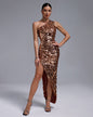 One Shoulder Gold Sequins Gown