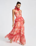 Floral Print Chiffon Maxi Dress