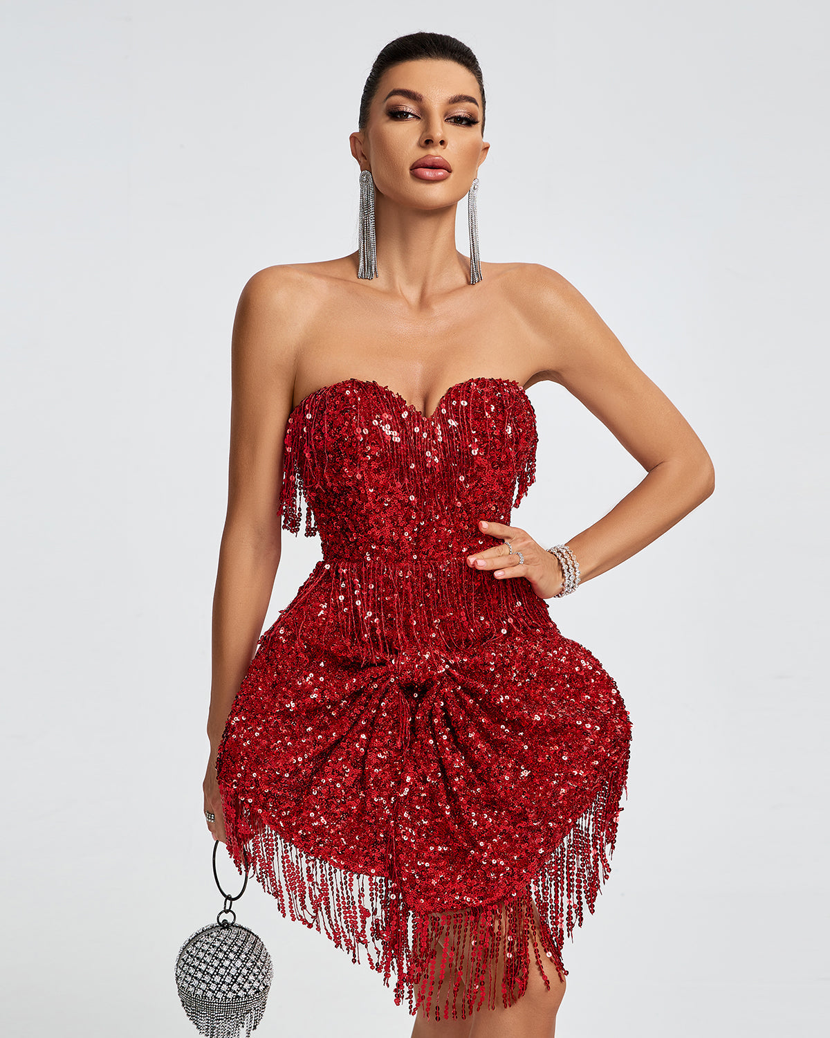 Huge Bowknot Sequined Mini Dress