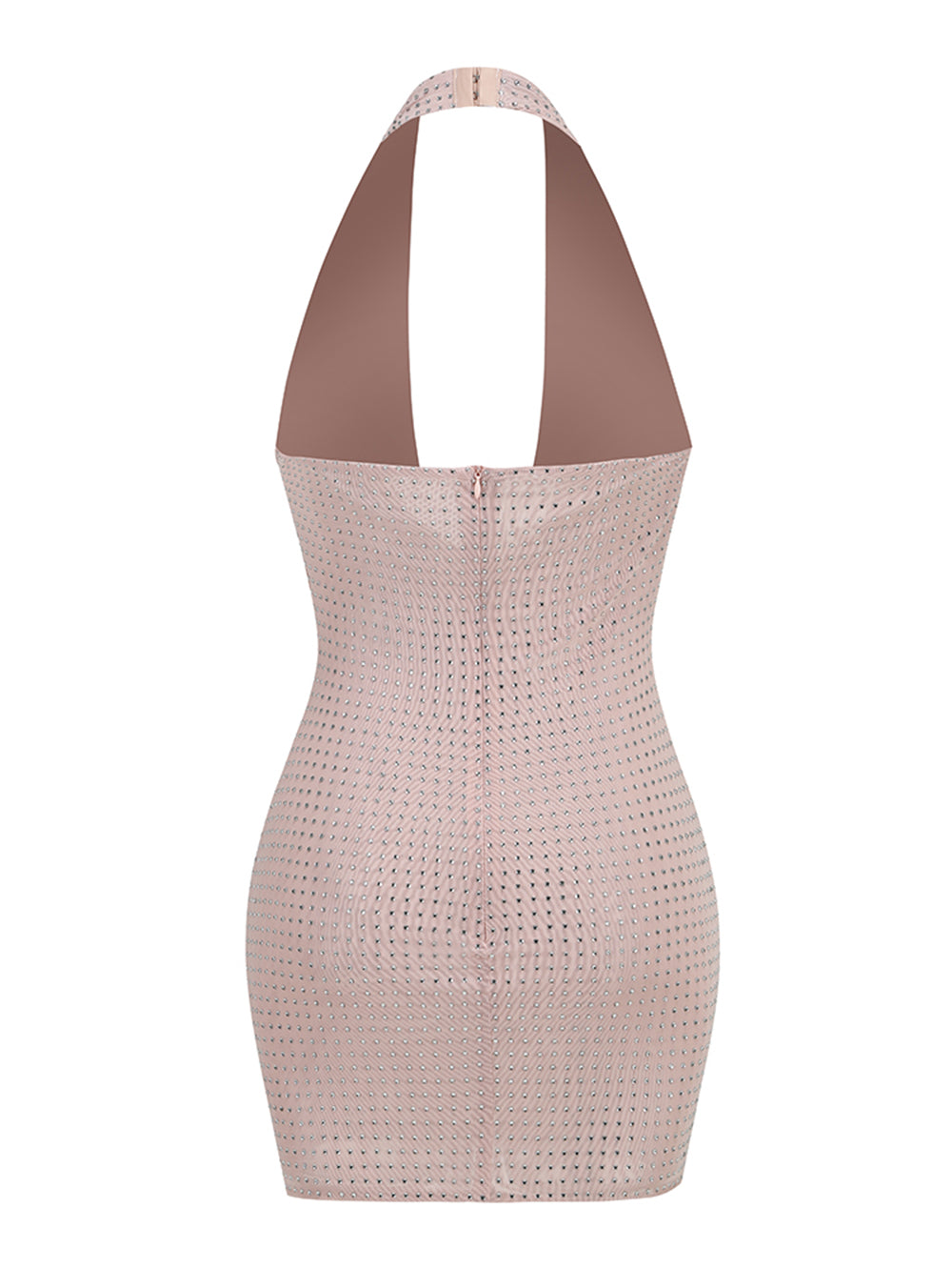 Halter Sleeveless Rhinestone Mini Dress KLYF1074