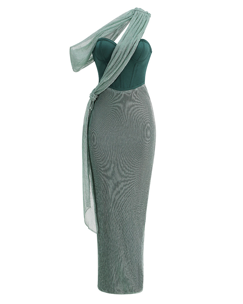 Bandage Bustier Draped Maxi Dress