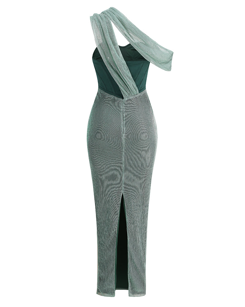 Bandage Bustier Draped Maxi Dress