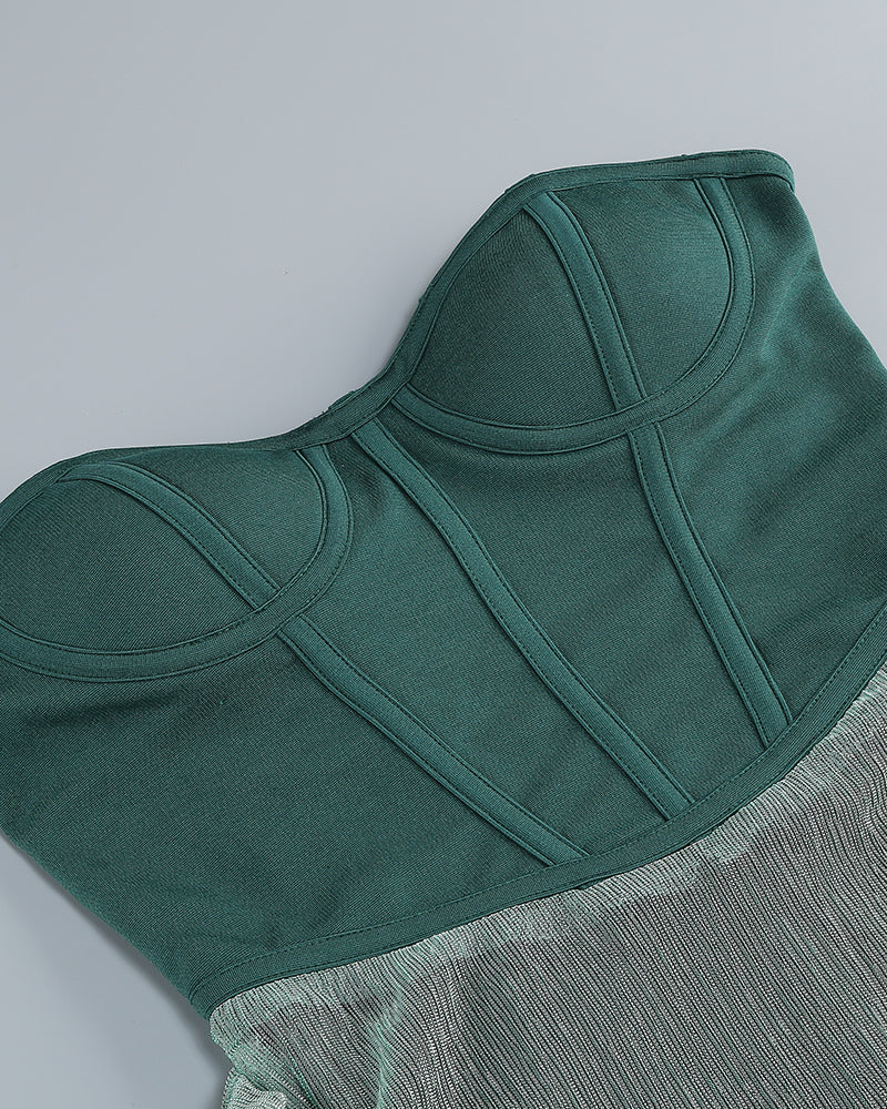 Bandage Bustier Draped Maxi Dress