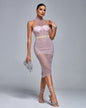 High Neck Gypsophila Crystal Gown With Braided Belt