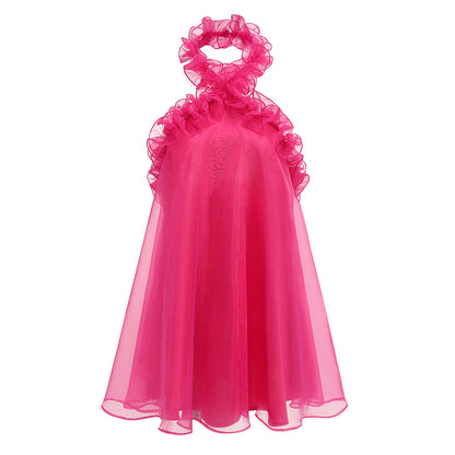 Halter Sleeveless Gauze Mini Dress KLYF1112