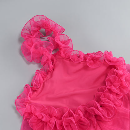 Halter Sleeveless Gauze Mini Dress KLYF1112
