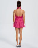 Crape Open Back Mini Dress