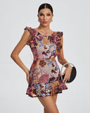 Dahlia Floral-Embellished Ruffle Mini Dress