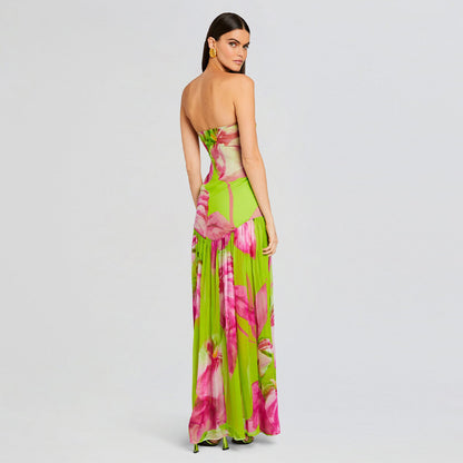 Strapless Sleeveless High Split Maxi Dress KLYF1217