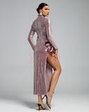 Bow-Detail Cutout Sequins Evening Gown