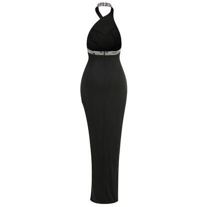 Halter Sleeveless Snakelike Maxi Dress KLYF1274