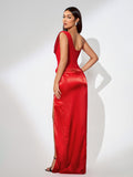 High-Slit Sequin Asymmetrical Maxi Dress