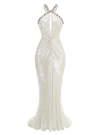 Strappy Sleeveless Sequins Maxi Dress KLYF1281