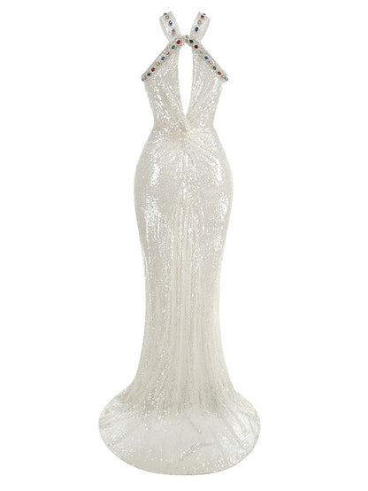 Strappy Sleeveless Sequins Maxi Dress KLYF1281