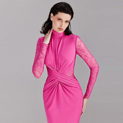 Rose Red Conservative Wrap Dress