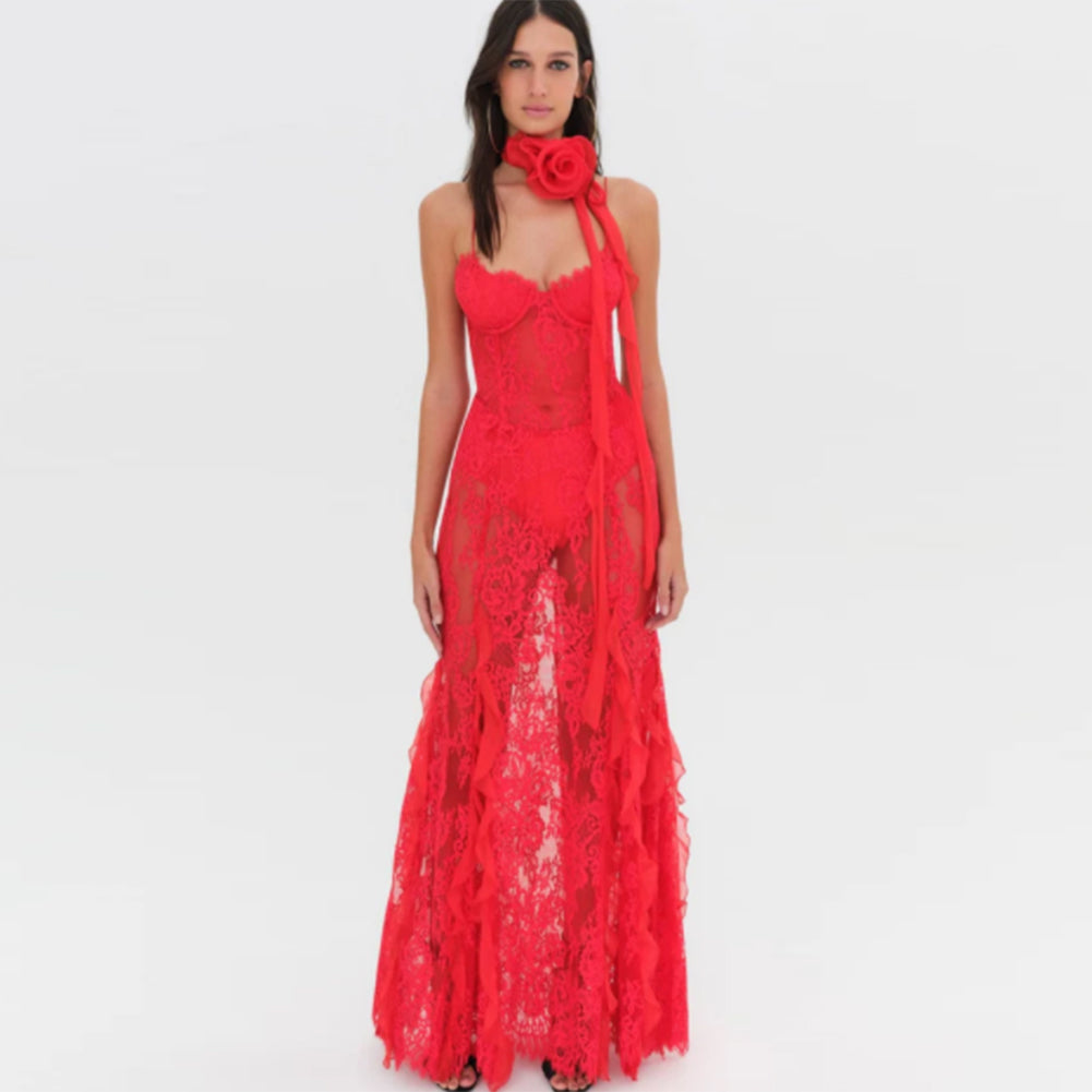 Flower Lace Maxi Dress