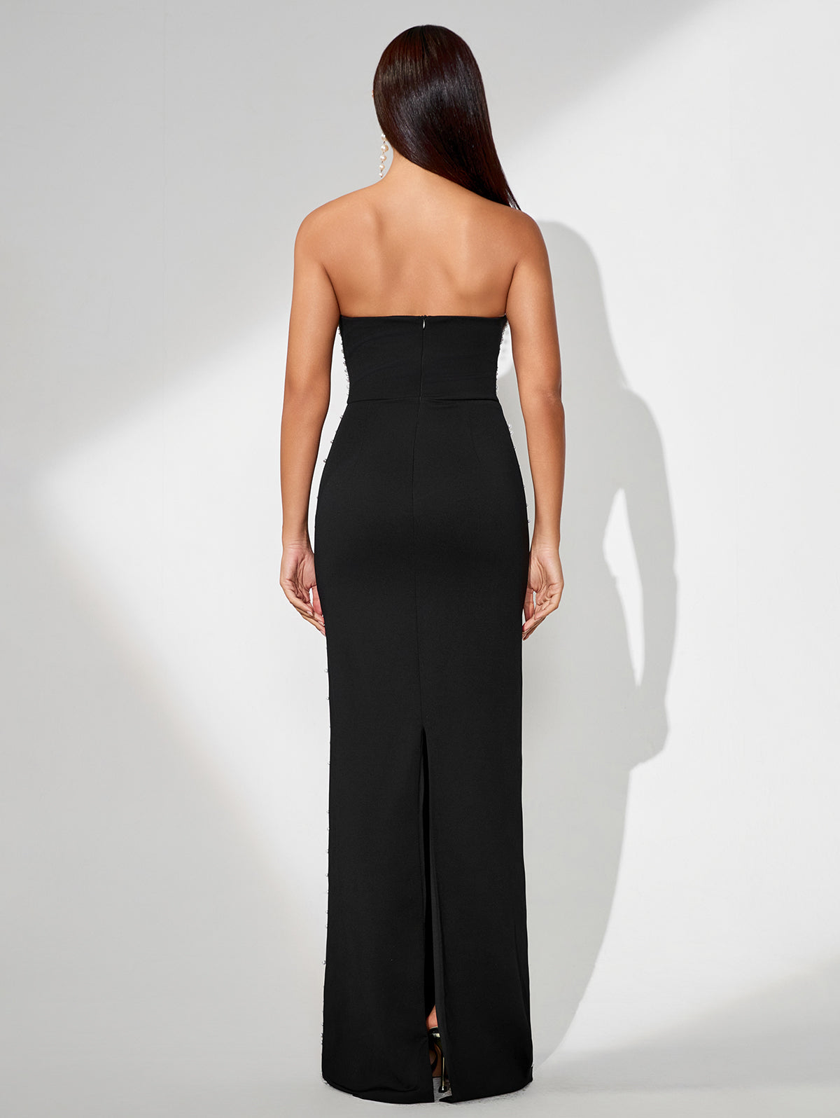 Elegant Pearl Embellished Evening Dress