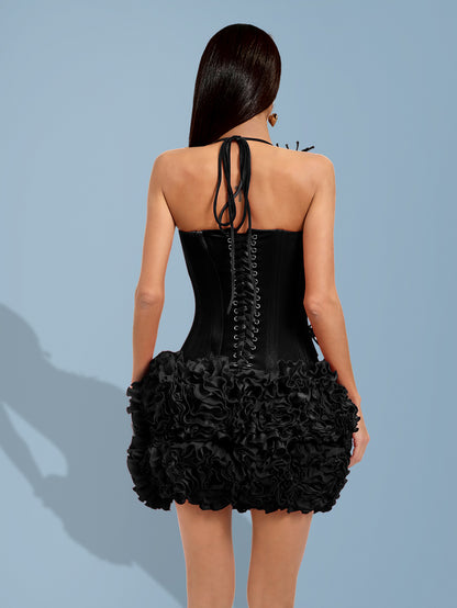 Ruffled 3D Flower Velvet Set