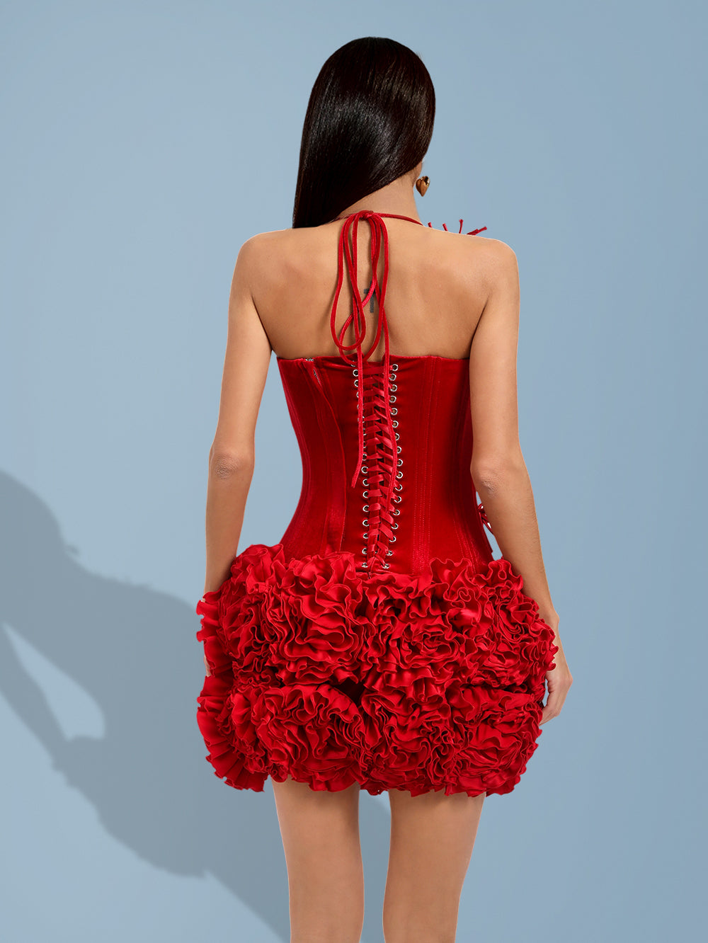 Ruffled 3D Flower Velvet Set