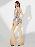 Low Cut Sequins Bodycon Jumpsuit