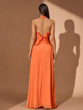 Halterneck Pleated Open Back Maxi Dress