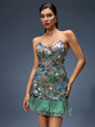 Floral Embroidered Open Back Mini Dress